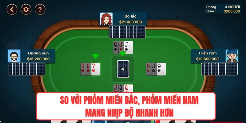 So với phỏm miền Bắc, phỏm miền Nam mang nhịp độ nhanh hơn